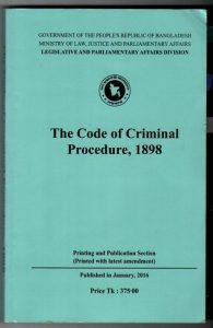 The code of Criminal Procedure 1898 by Law of Bangladesh, book cover