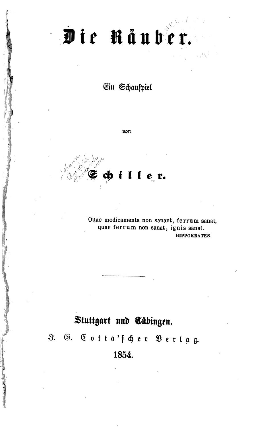 Die Räuber von Friedrich Schiller – Buchcover