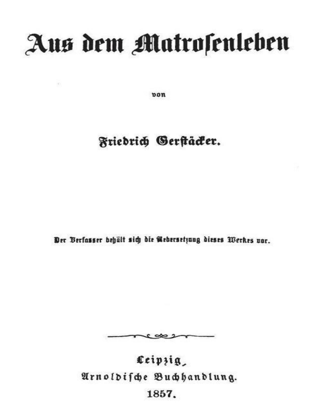Buchcover: Aus dem Matrosenleben von Friedrich Gerstäcker