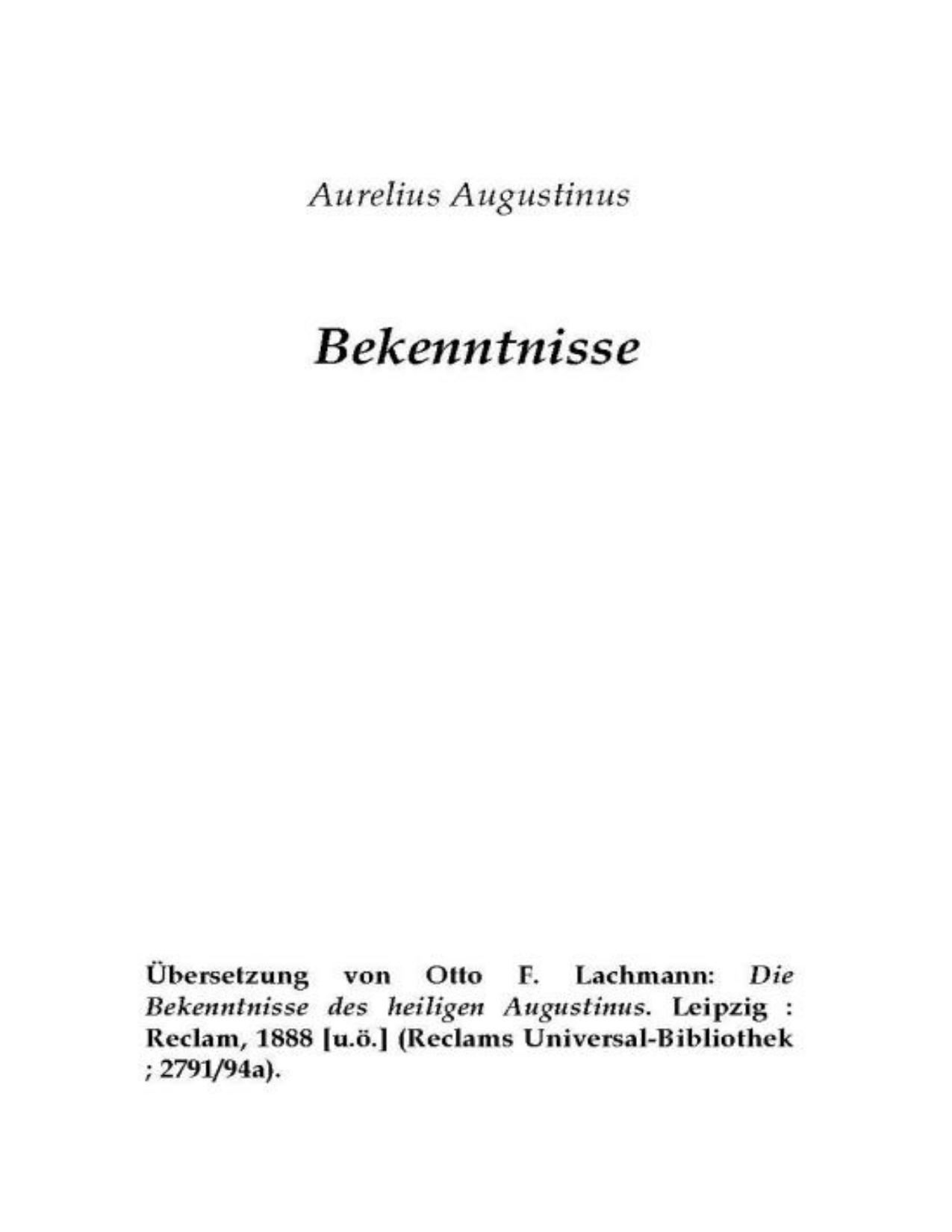 Buchcover: Bekenntnisse von Aurelius Augustinus