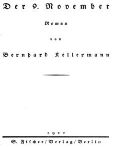 Der 9. November by Bernhard Kellermann, book cover