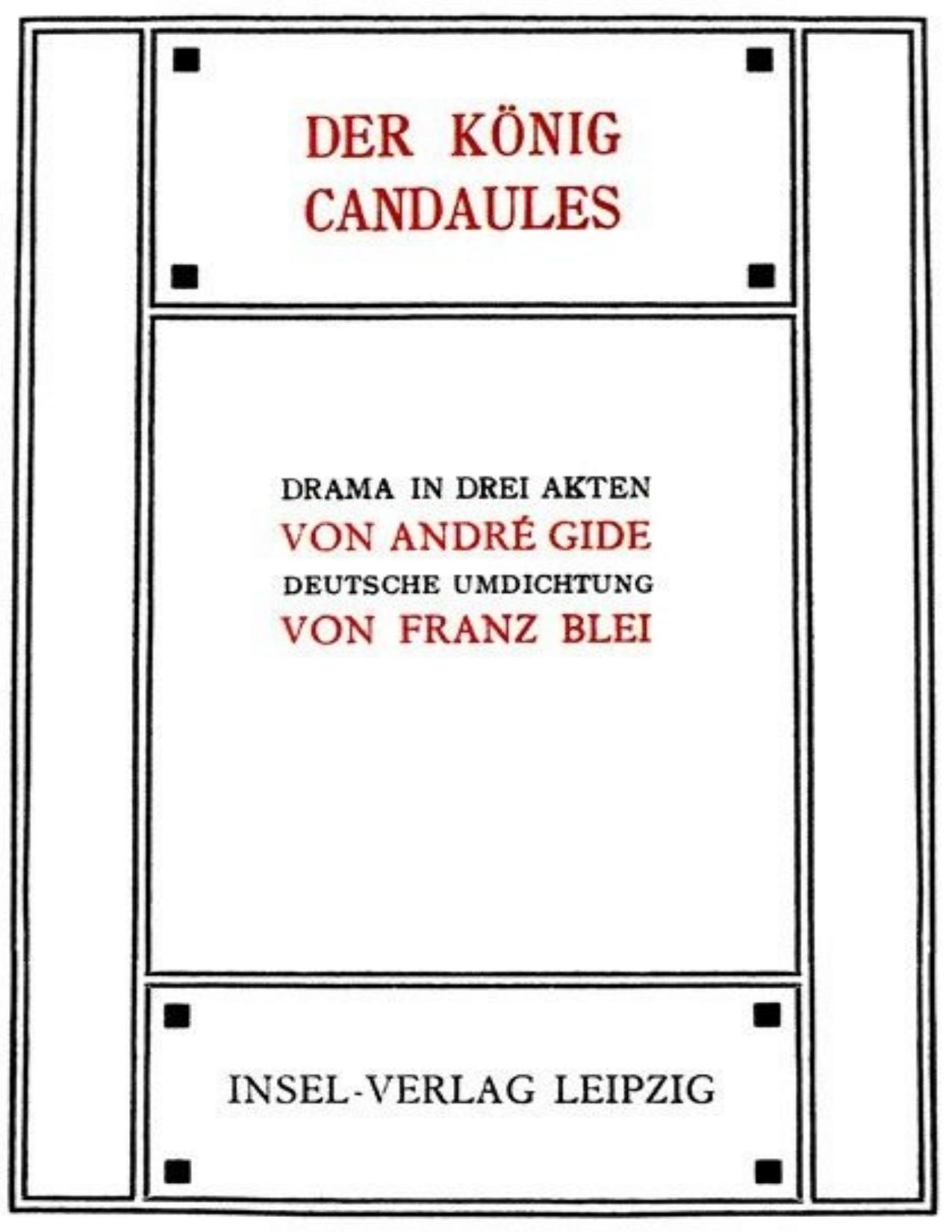 Buchcover: Der König Candaules, Drama in drei Akten von André Gide