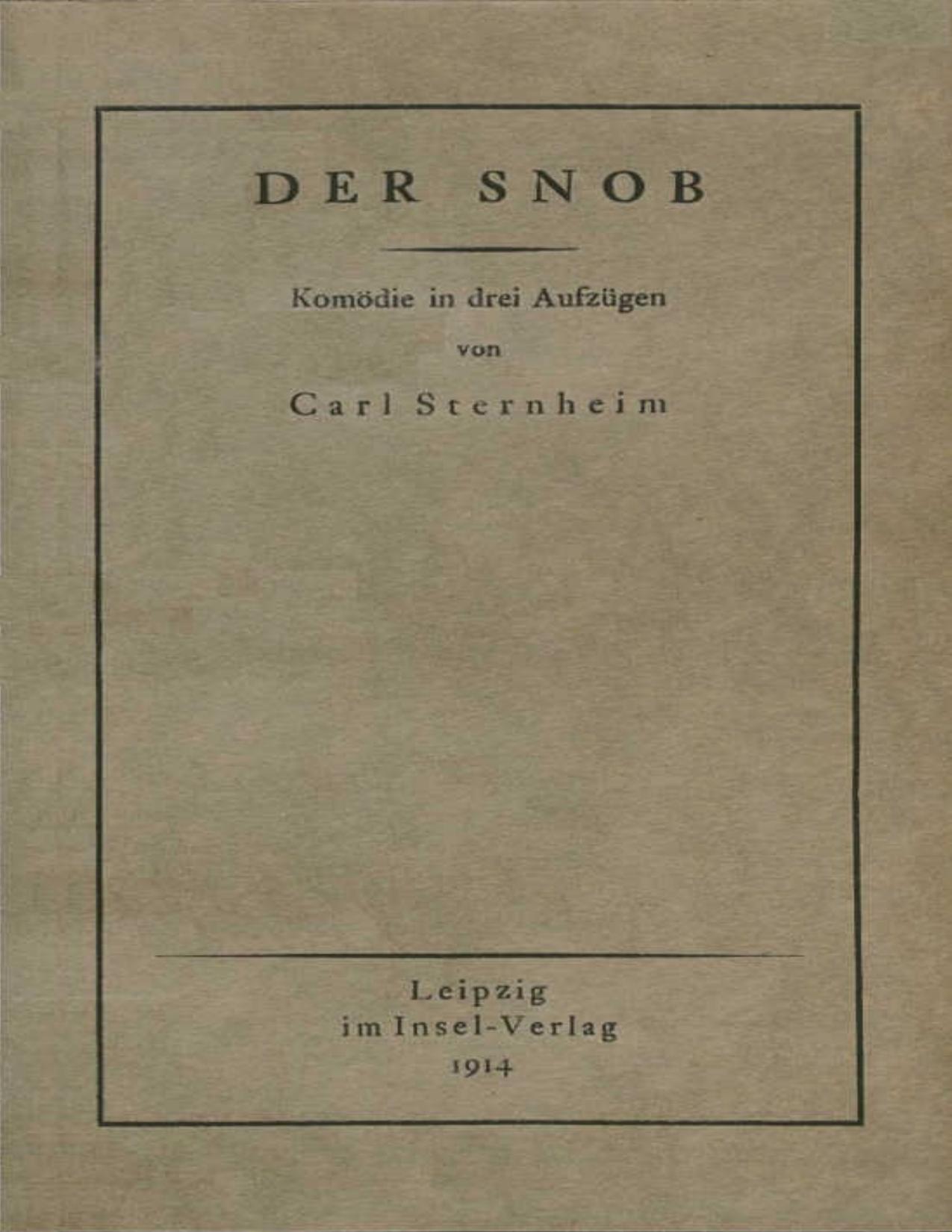 Buchcover: Der Snob von Carl Sternheim