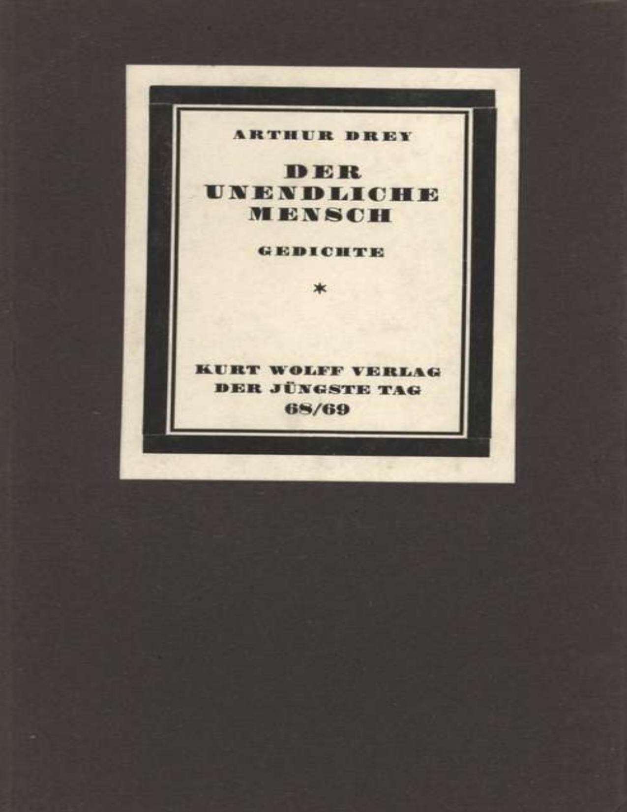 Buchcover: Der unendliche Mensch, Gedichte von Arthur Drey