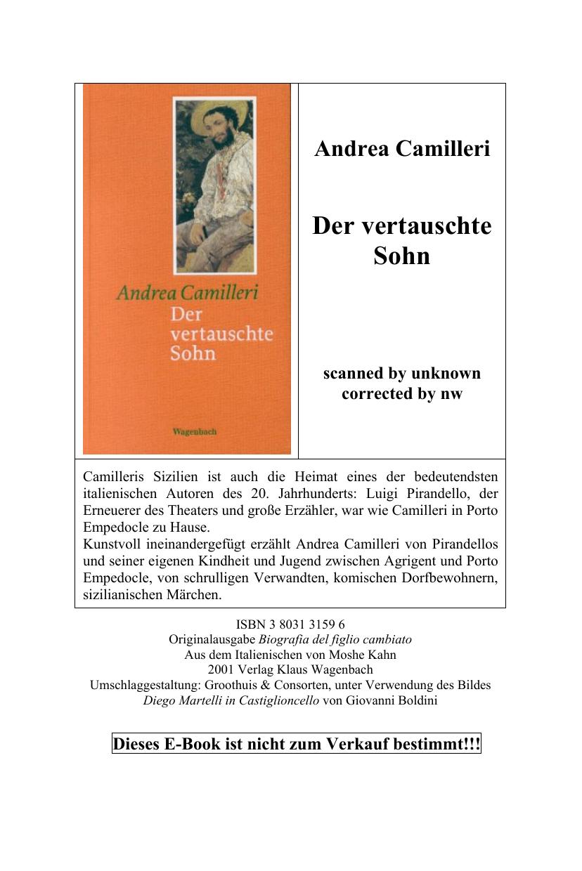 Buchcover: Der vertauschte Sohn von Andrea Camilleri