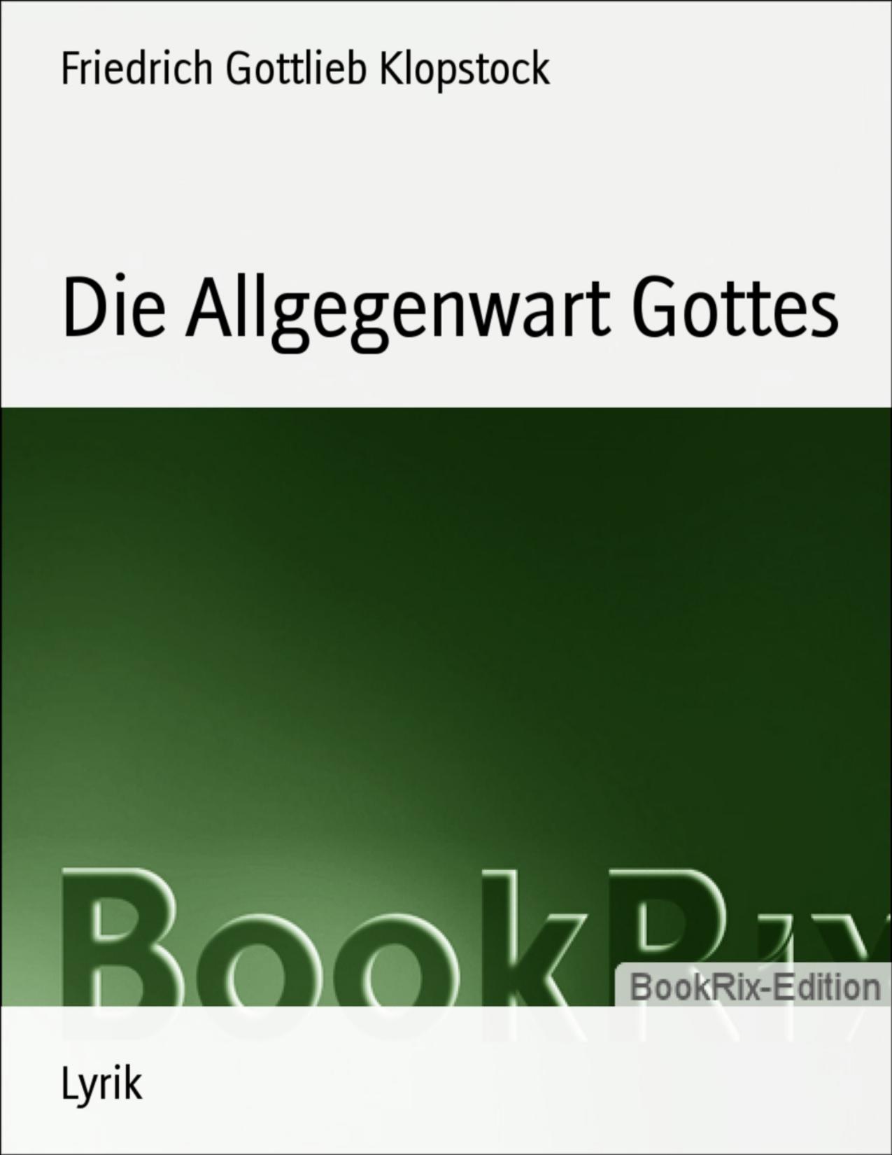 Buchcover: Die Allgegenwart Gottes von Friedrich Gottlieb Klopstock