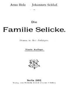 Die Familie Selicke, Drama in drei Aufzügen, Buchcover