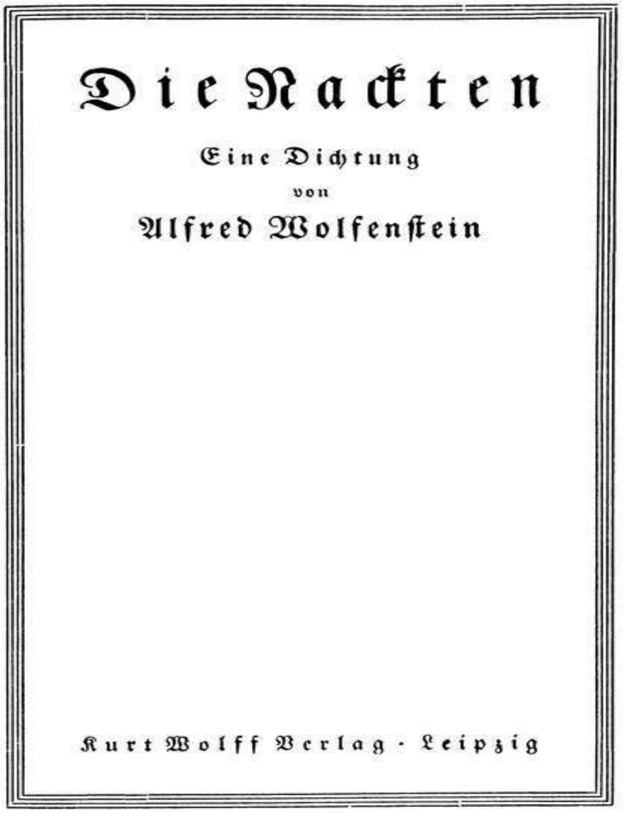 Buchcover: Die Nackten, Eine Dichtung von Alfred Wolfenstein
