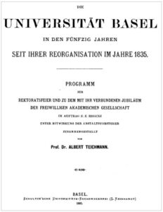 Die Universität Basel in den fünfzig Jahren seit ihrer Reorganisation im Jahre 1835 by Albert Teichmann, book cover