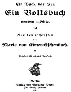 Ein Buch, das gern ein Volksbuch werden möchte by Marie von Ebner-Eschenbach, book cover