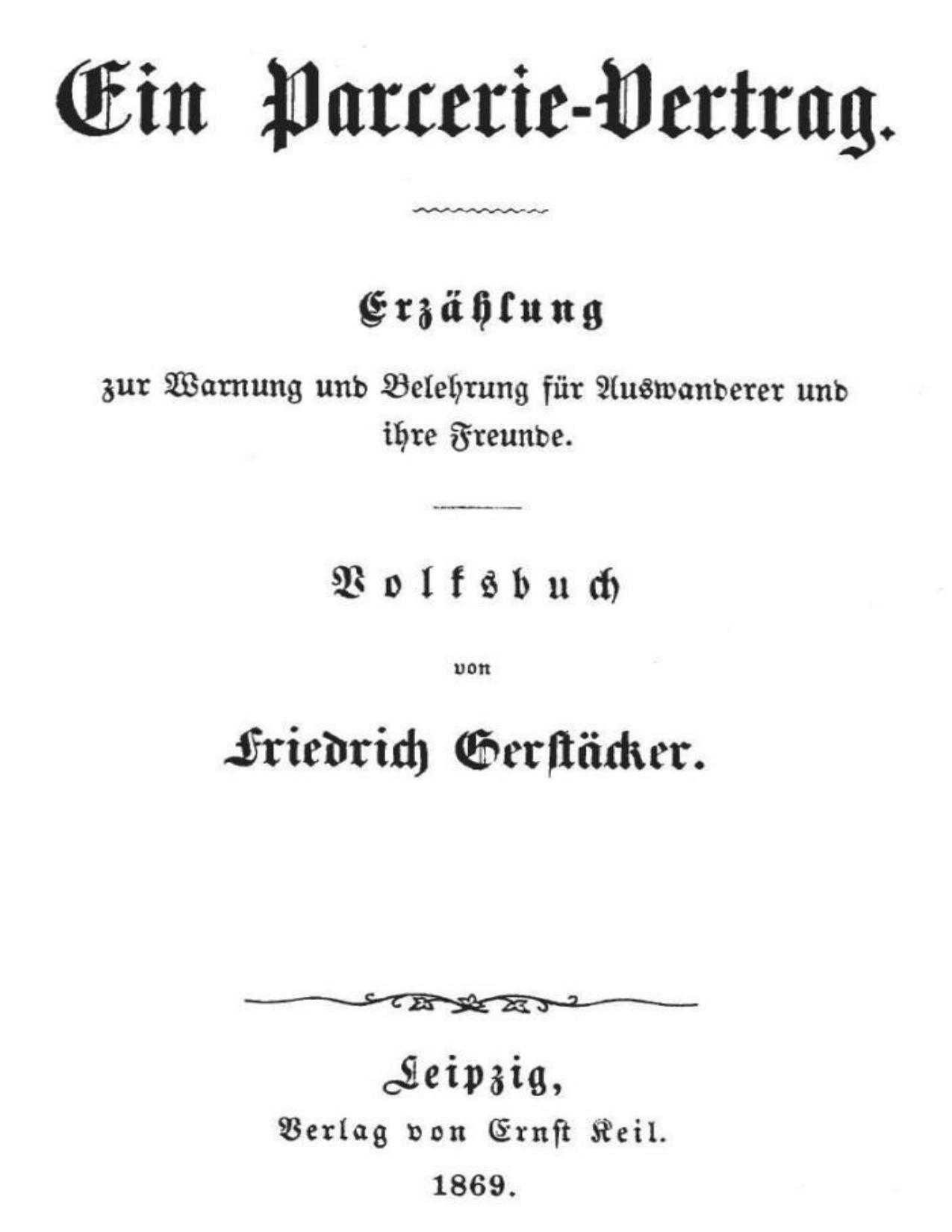 Buchcover: Ein Parcerie-Vertrag von Friedrich Gerstäcker