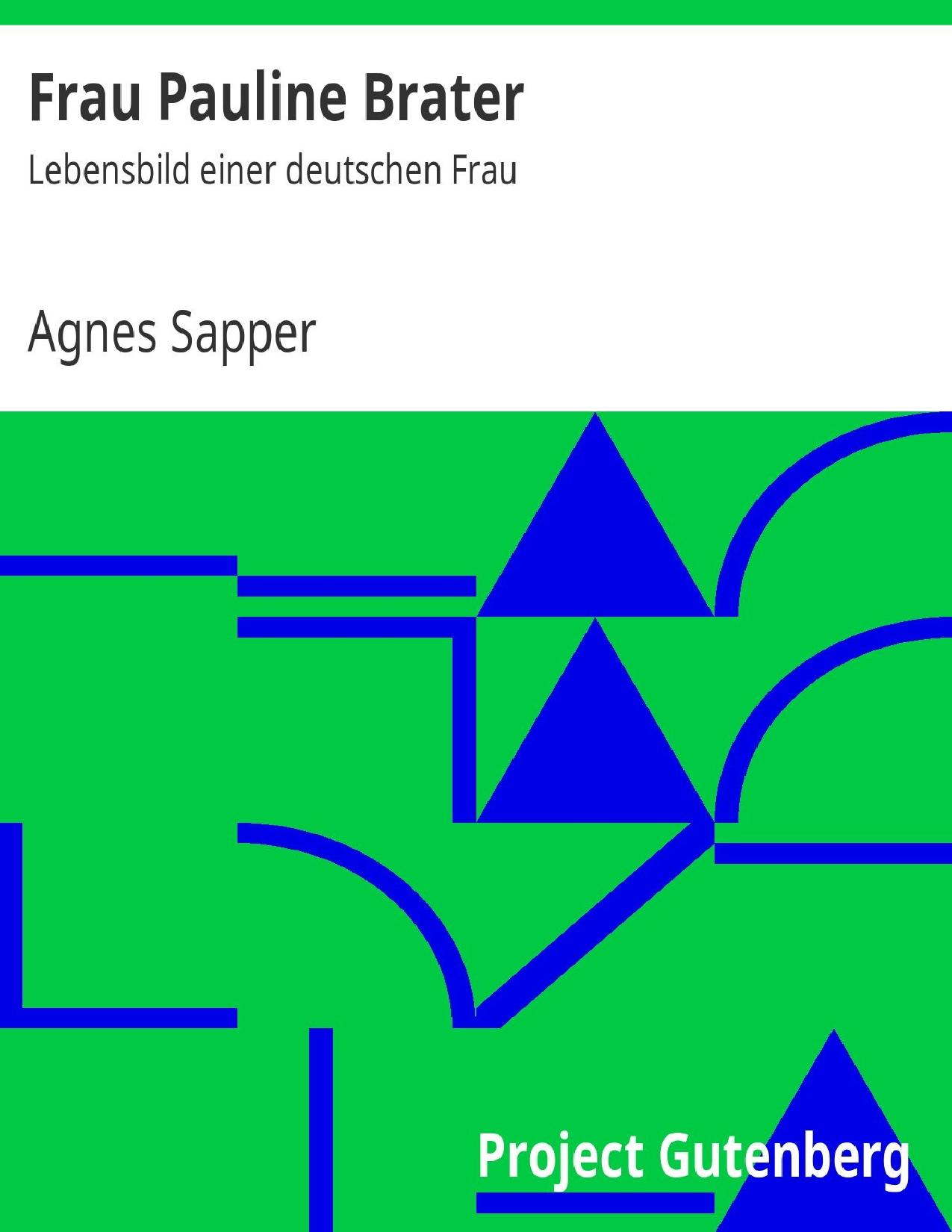 Buchcover: Frau Pauline Brater von Agnes Sapper