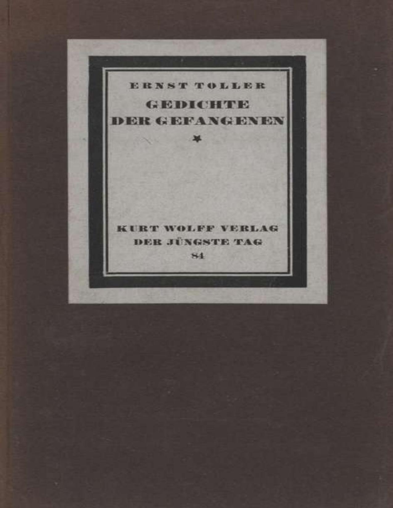 Buchcover: Gedichte der Gefangenen: Ein Sonettenkreis von Ernst Toller