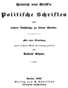 Heinrich von Kleist’s politische Schriften und andere Nachträge zu seinen Werken by Heinrich von Kleist, book cover