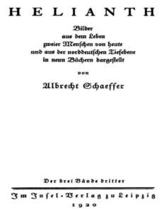 Helianth, Band 3, Bilder aus dem Leben zweier Menschen von heute und aus der norddeutschen Tiefebene by Albrecht Schaeffer, book cover