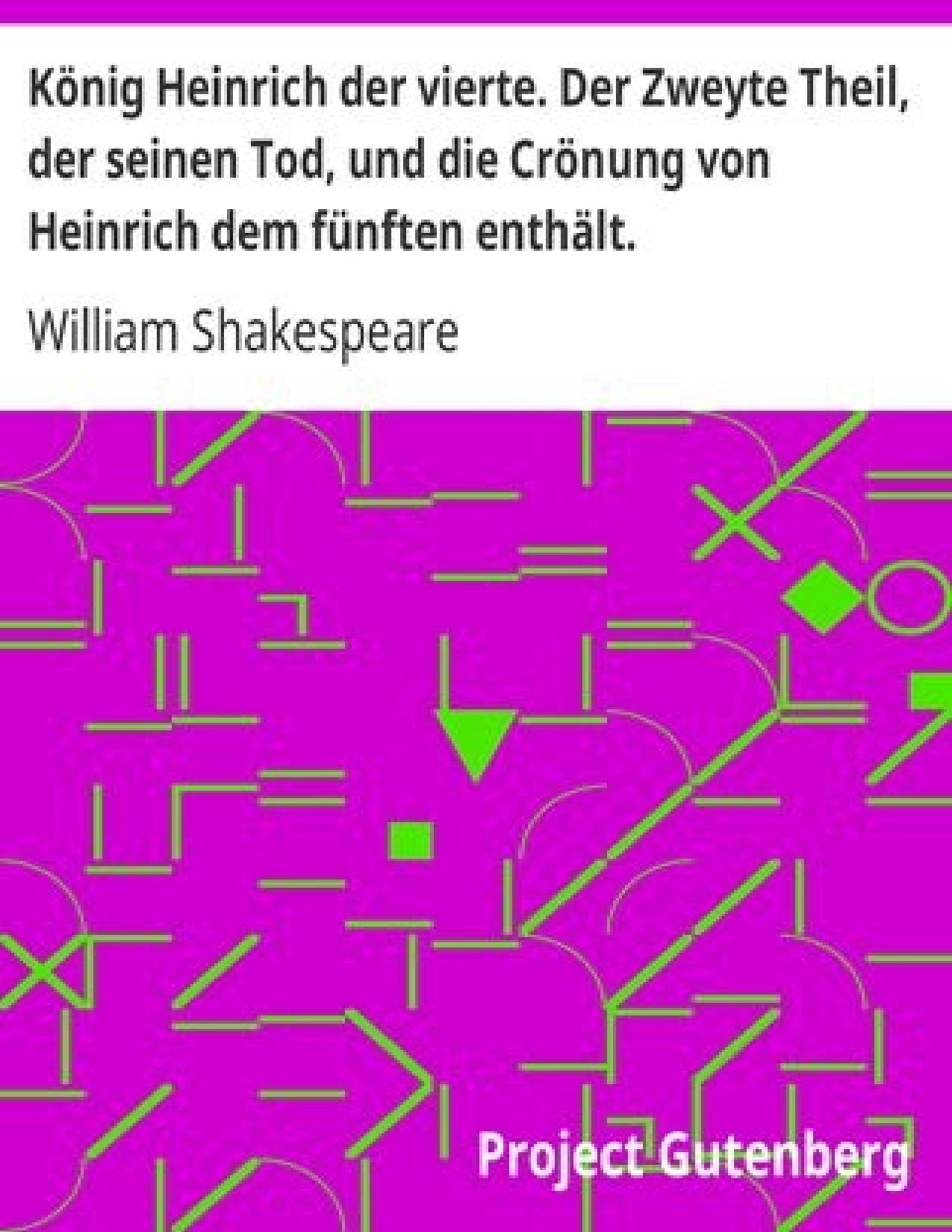Buchcover: König Heinrich der vierte. Der Zweyte Theil von William Shakespeare