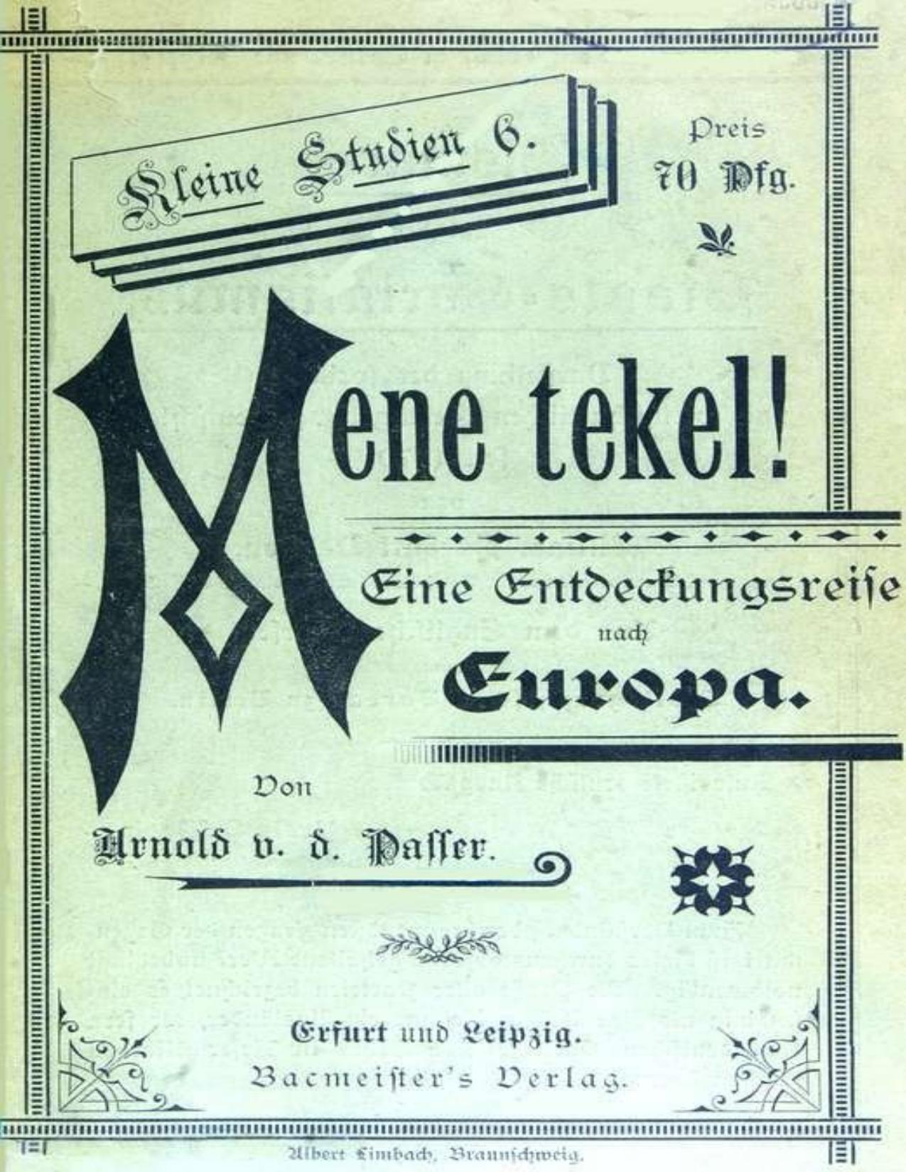 Buchcover: Mene tekel! Eine Entdeckungsreise nach Europa von Arnold von der Passer