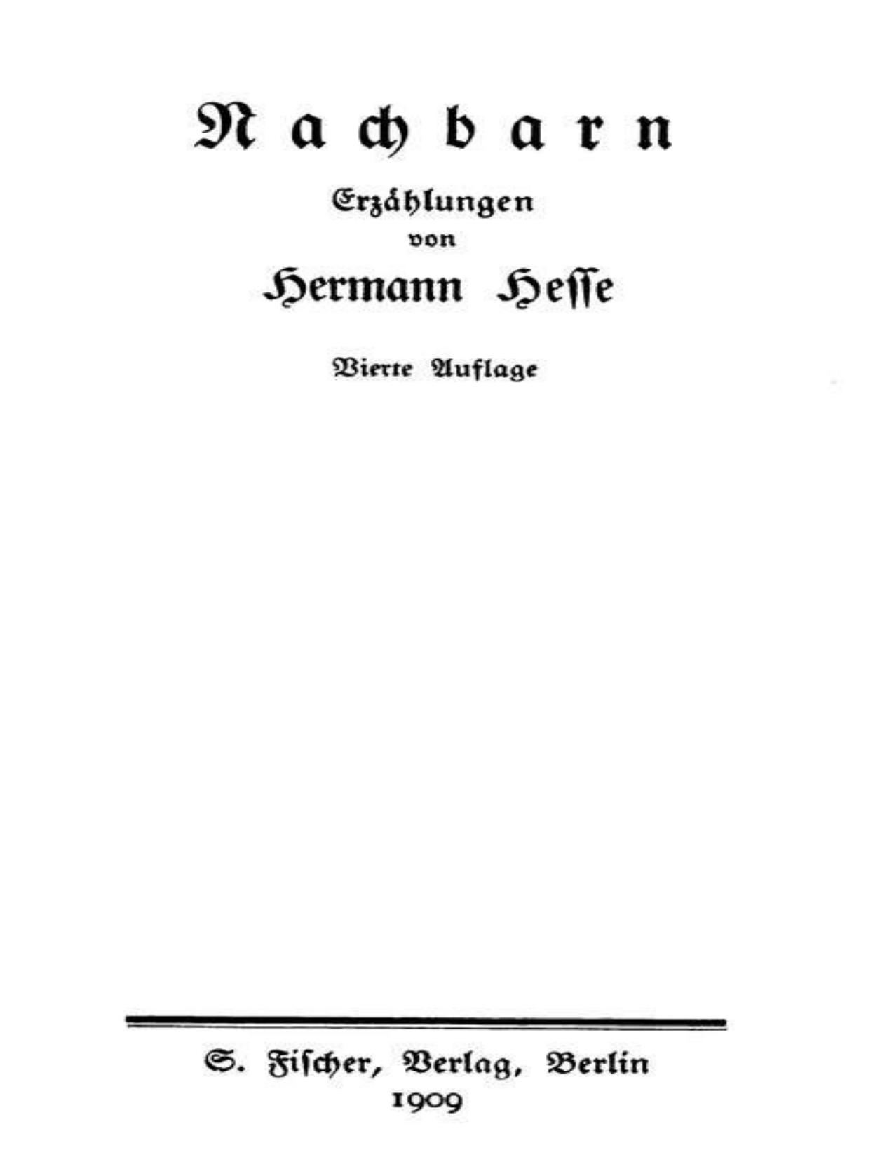 Buchcover: Nachbarn, Erzählungen von Hermann Hesse