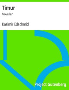 Timur by Kasimir Edschmid, book cover