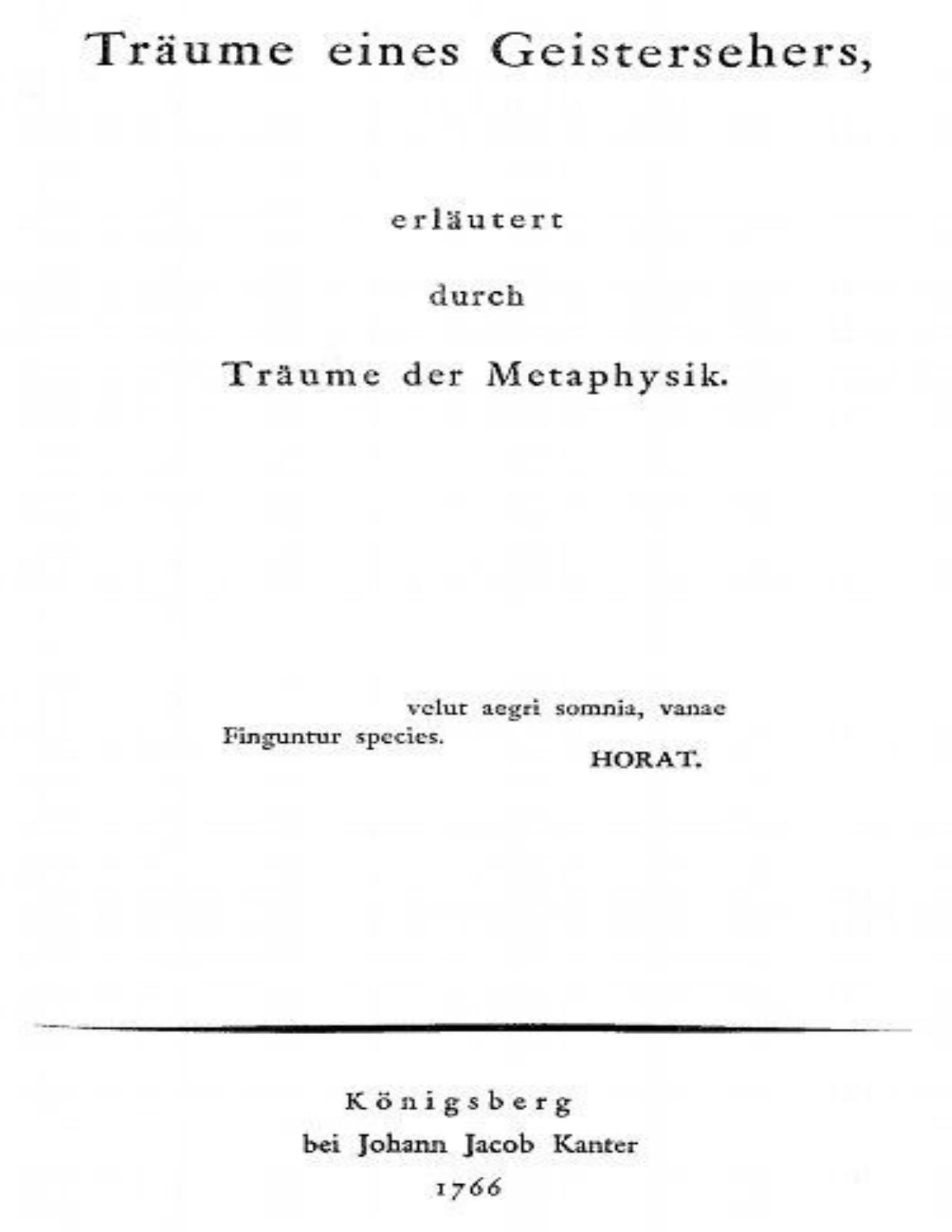 Buchcover: Träume eines Geistersehers, erläutert durch Träume der Metaphysik von Immanuel Kant
