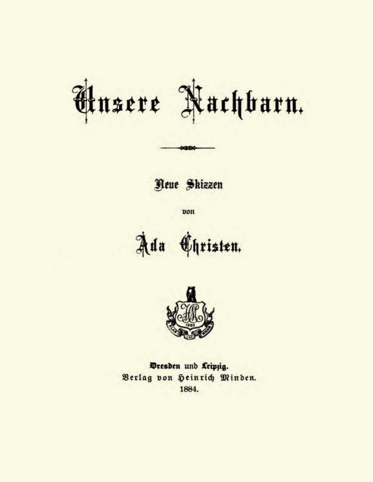 Buchcover: Unsere Nachbarn, Neue Skizzen von Ada Christen