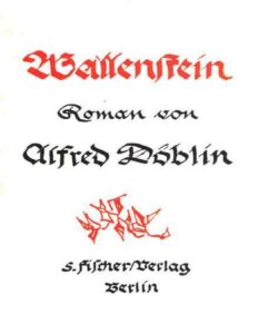 Wallenstein: Erster Band, Buchcover