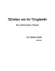 Walther von der Vogelweide by Ludwig Uhland, book cover