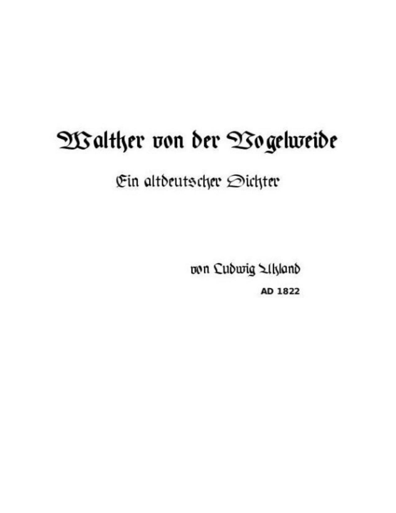 Buchcover: Walther von der Vogelweide von Ludwig Uhland