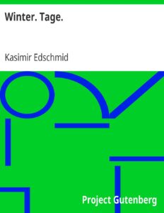 Winter. Tage by Kasimir Edschmid, book cover