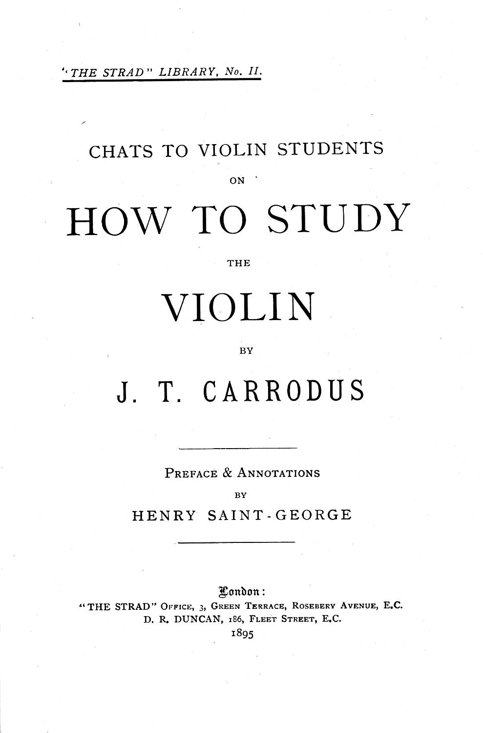 Cover of Chats To Violin Students On How To Study The Violin