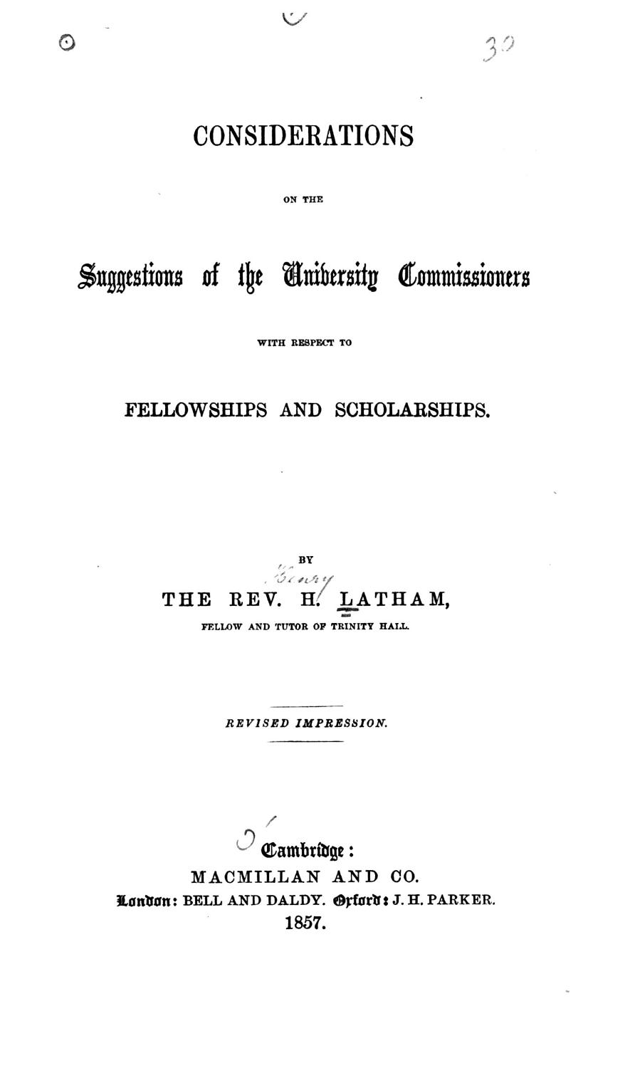 Cover of Considerations on the Suggestions of the University Commissioners