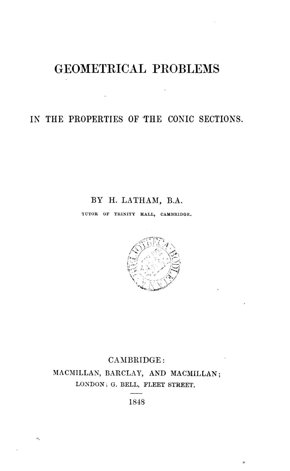 Cover of Geometrical Problems