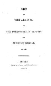 Cover of Ode on the Arrival of the Potentates in Oxford