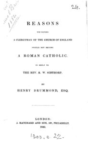 Cover of Reasons Wherefore a Clergyman of the Church of England Should Not Become a Roman Catholic