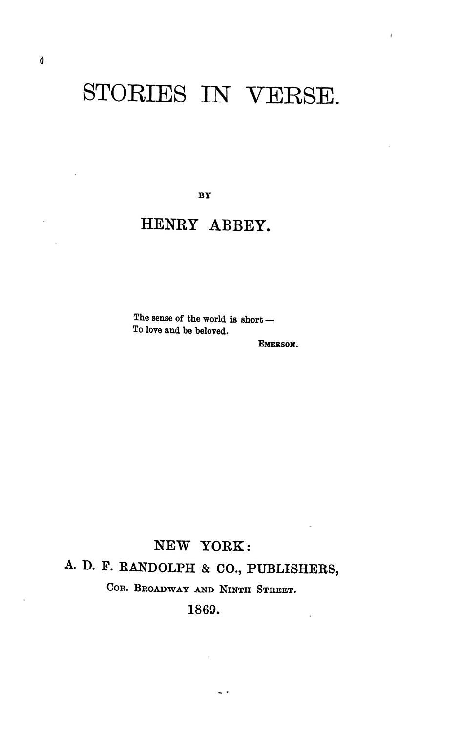 Cover of Stories in Verse