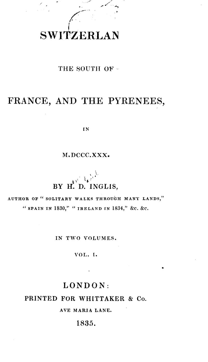 Cover of Switzerland, The South Of France, And The Pyrenees