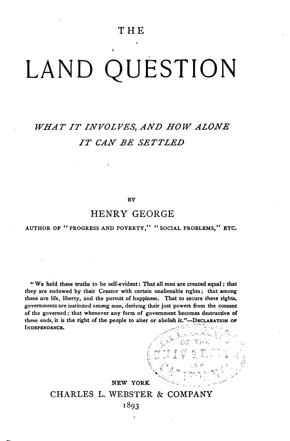 Cover of The Land Question