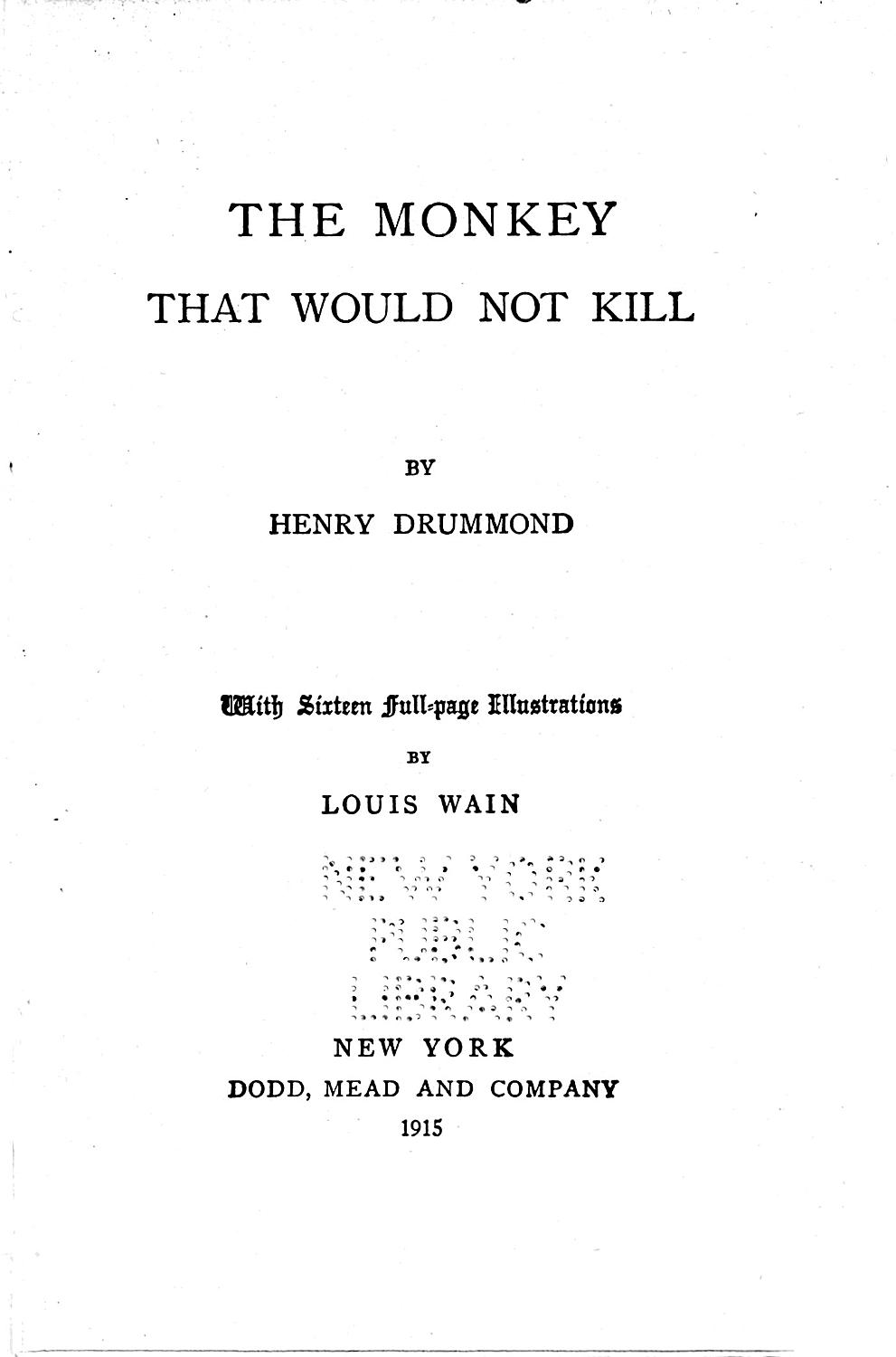 Cover of The Monkey That Would Not Kill