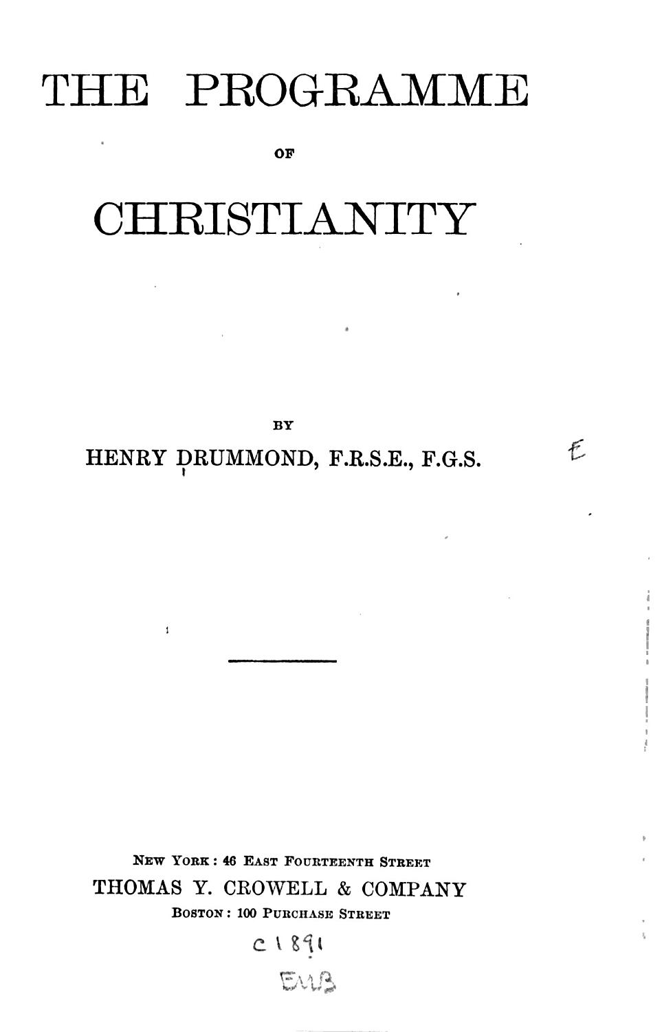 Cover of The Programme of Christianity