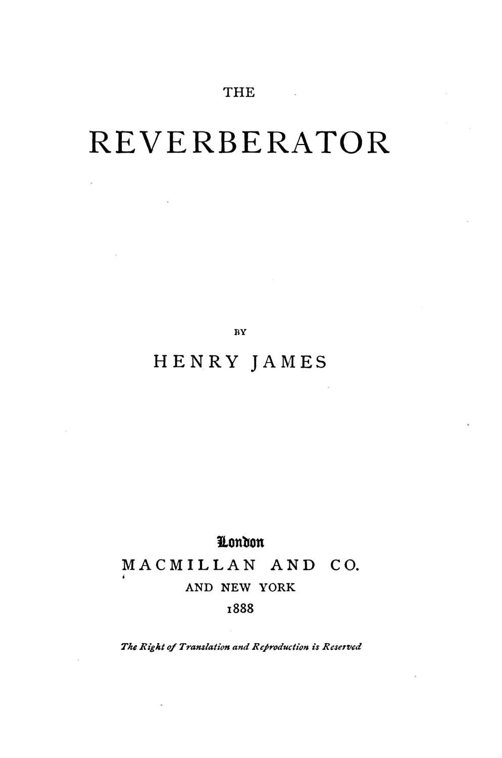 Cover of The Reverberator