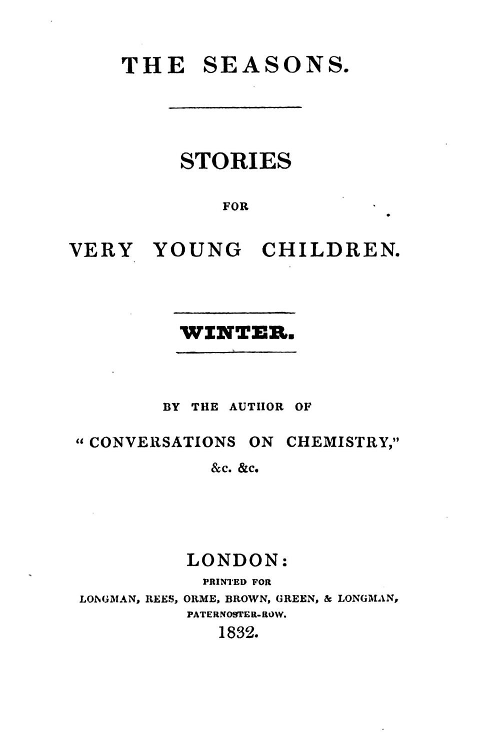 Cover of The Seasons, Stories For Very Young Children