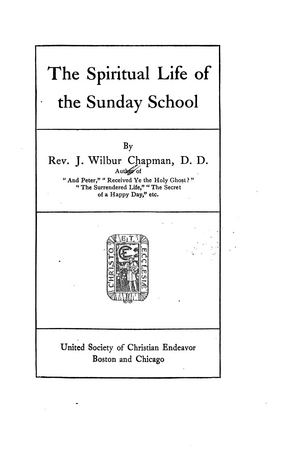 Cover of The Spiritual Life of the Sunday School