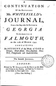 Cover of A Continuation of the Reverend Mr. Whitefield’s Journal
