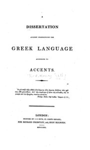 Cover of A Dissertation Against Pronouncing The Greek Language According To Accents