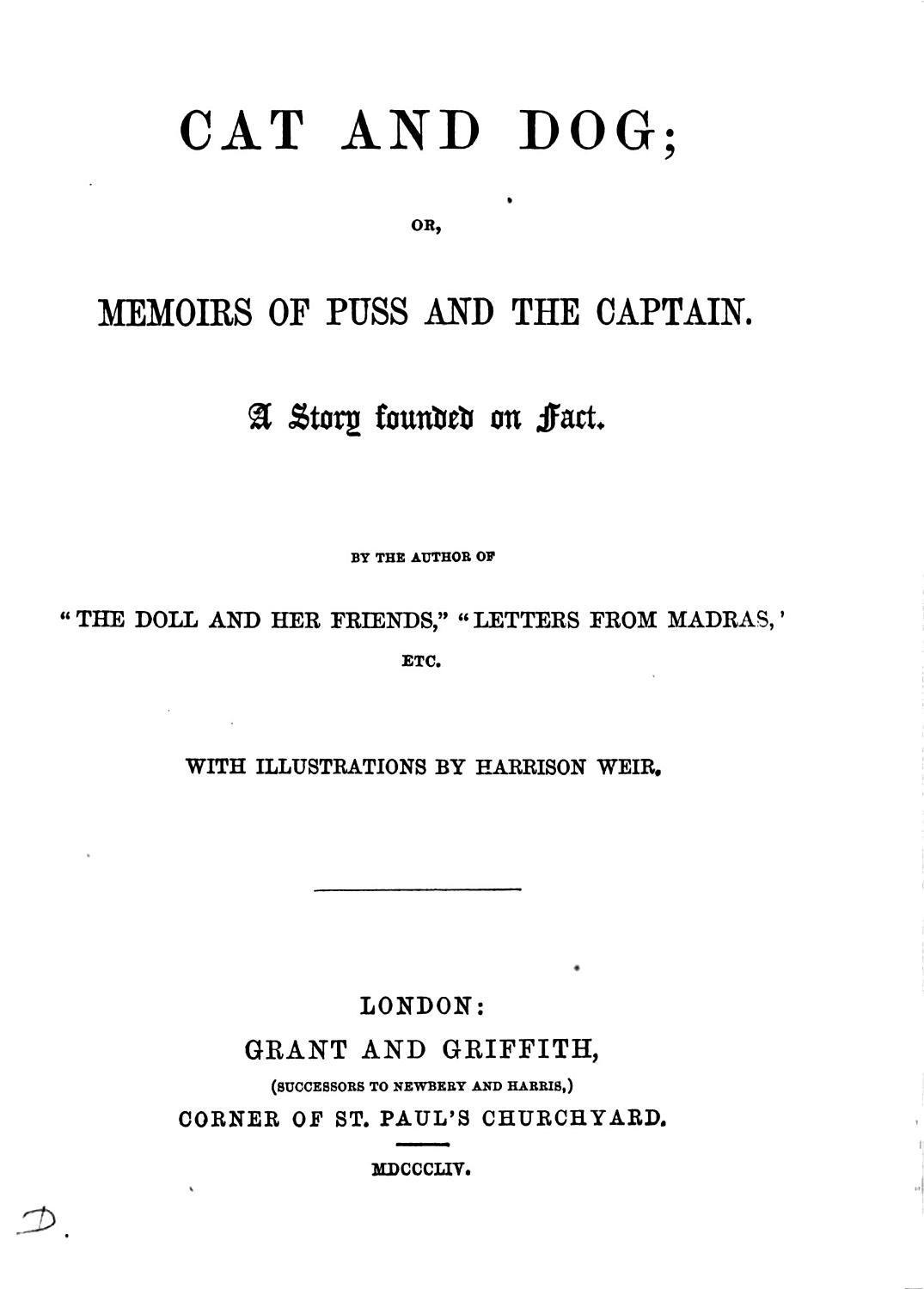 Cover of Cat and Dog Or Memoirs of Puss and the Captain