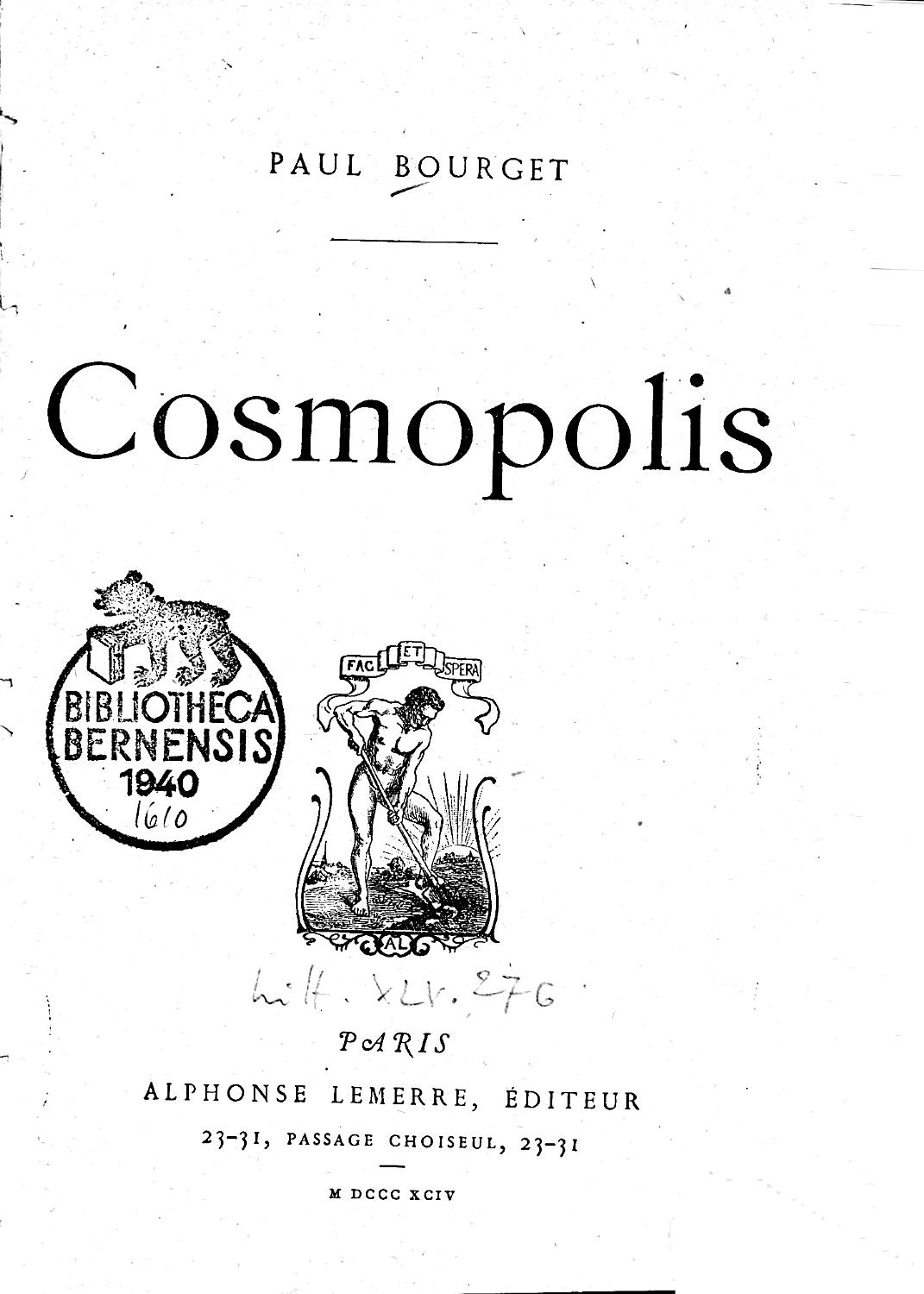 Cover of Cosmopolis — Volume 3