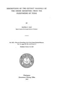 Cover of Descriptions Of Two Extinct Mammals Of The Order Xenarthra From The Pleistocene Of Texas