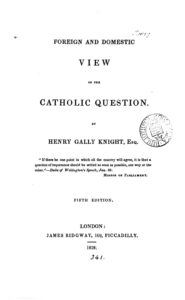 Cover of Foreign and Domestic View of the Catholic Question