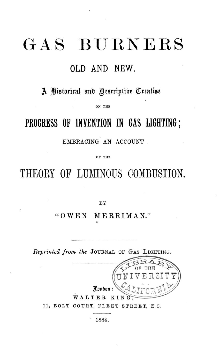 Cover of Gas Burners Old And New