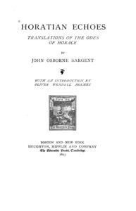Cover of Horatian echoes
